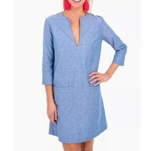 Emerson Fry Tuckernuck Mod Chambray Mini Shift Dress in Blue L
